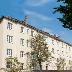 Die Aussenansicht des Betreuten Wohnen "Am Parkbogen" im Leipziger Stadtteil Sellerhausen